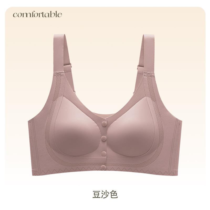 The front buckle for middle-aged and elderly models is adjusted with soft support for secondary breasts, and the bra without steel ring is