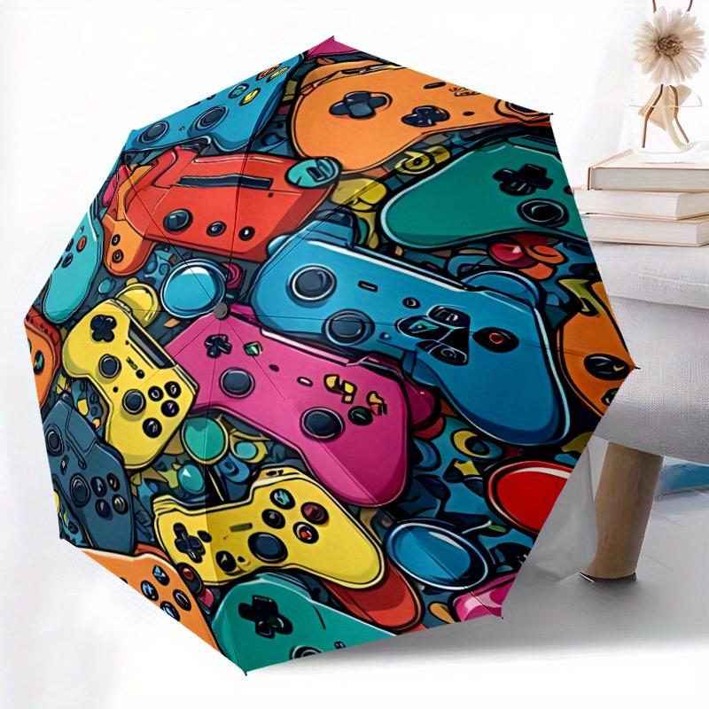 1pc Gaming Controllers Automatic Open/close Folding Compact Umbrella, 8 Rib Sturdy Canopy, Lightweight Portable, Everyday Use, Gift,,132