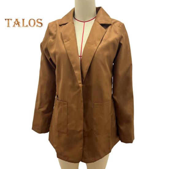 Casaco de terno feminino lapela manga comprida frente aberta jaqueta de terno cor sólida estilo urbano primavera outono negócios outerwear