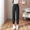 Women's Quick-Dry Ice Silk Drawstring Harem Pants - Loose, Cuffed, Slimming Nine-Point Running & Fitness Pants for Summer
