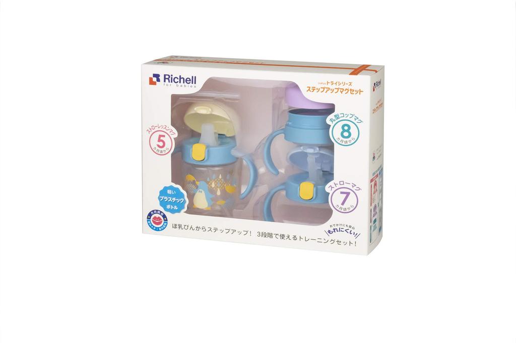 Richell Tri Step-Up Mug Set R, Light Blue, 1 Piece (x 1)