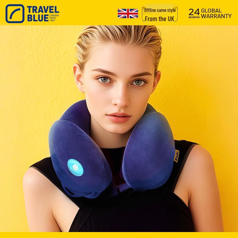 TRAVEL BLUE Vibrating Memory Foam Travel Neck Pillow