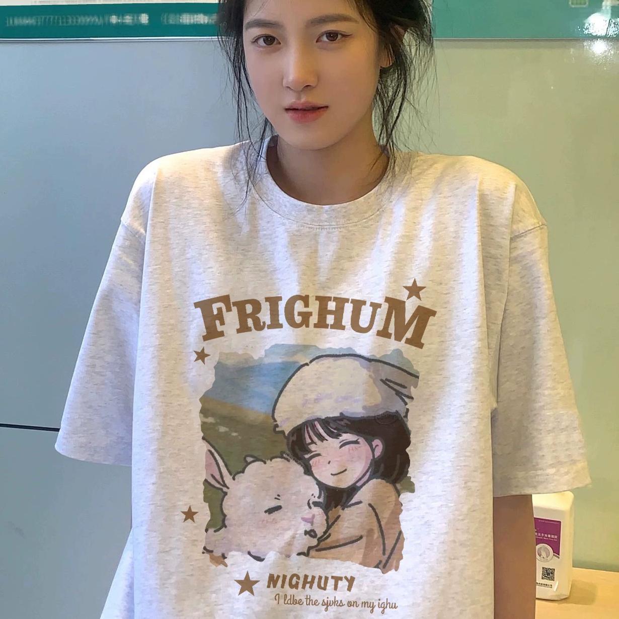 

Harajuku, футболка большого размера из чистого хлопка, женский топ, летняя футболка с принтом аниме в стиле каваи для женщин, одежда, роскошная одежда, топы Y2k, уличная одежда