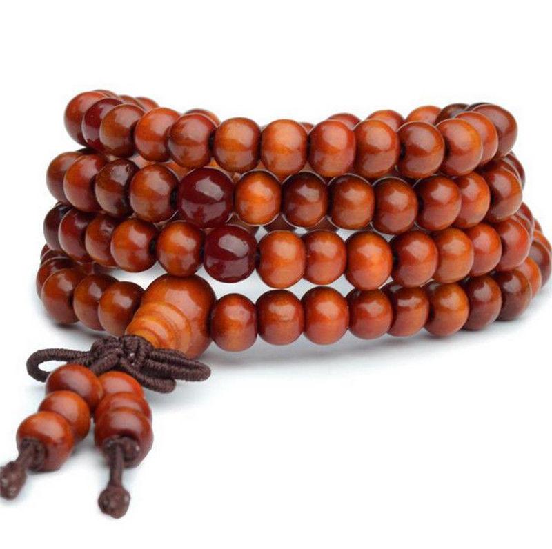 6mm Natural Sandalwood Buddhist Beads Bracelets 108 Beads Buddha Meditation Prayer Wood Beaded Bracelet layer Bangles Men Women