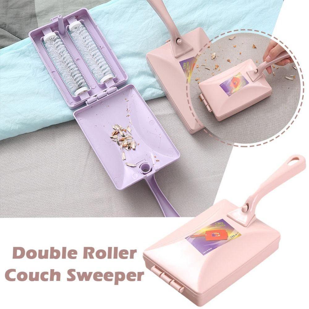 

Щетка для чистки с длинной ручкой и двойным роликом Щетка для крошки ковра Одежда