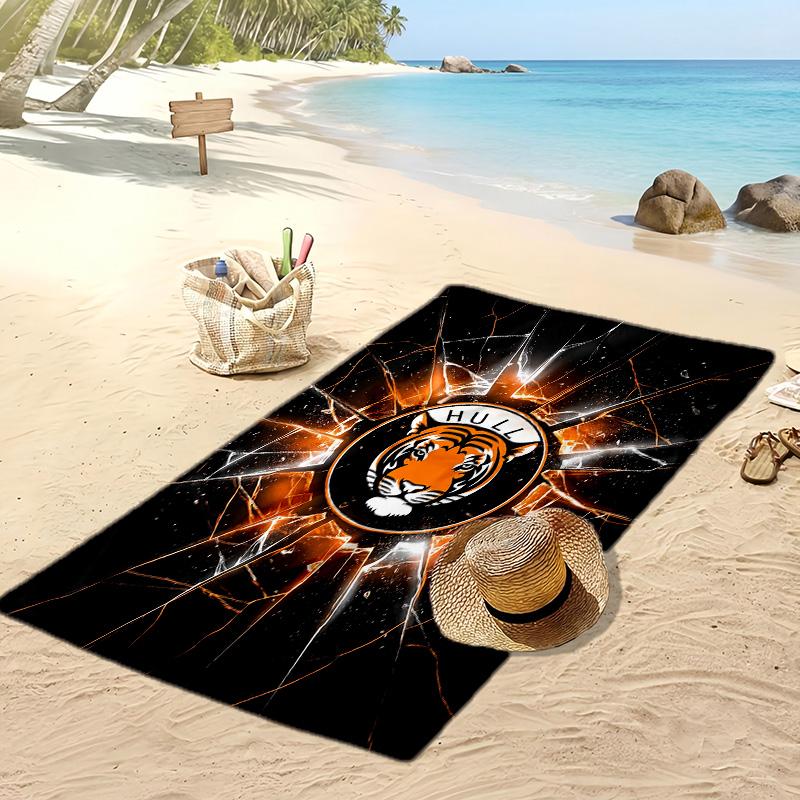 Hull City Football Print Beach Towel, Large Soft Quick Dry Towel for Beach Camping Swimming