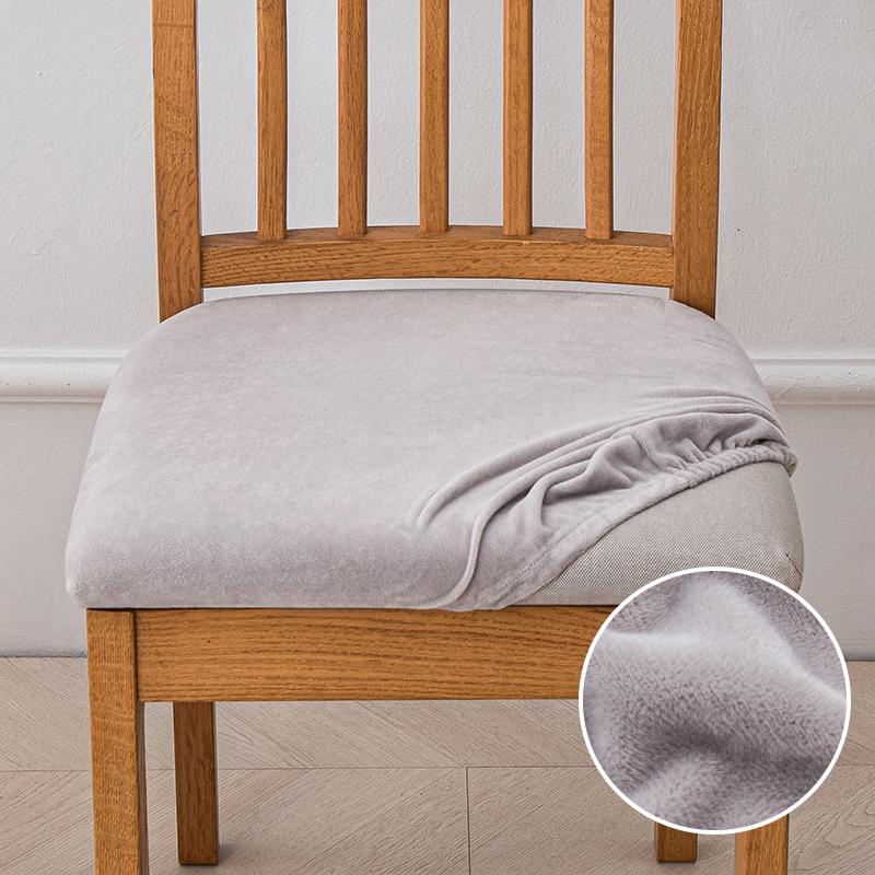Velvet Stretch Fit Chair Seat Covers,Soft Solid Color Dining Chair Cover Removable Washable Chair Protector for Kitchen, Hotel