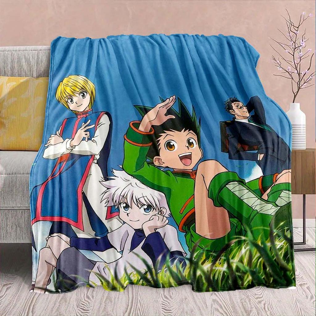 Hunter x Hunter Anime Flannel Blanket – Soft & Warm – Perfect for Sofa, Bedding, Camping, Travel, Office, & Home Decor – QJY