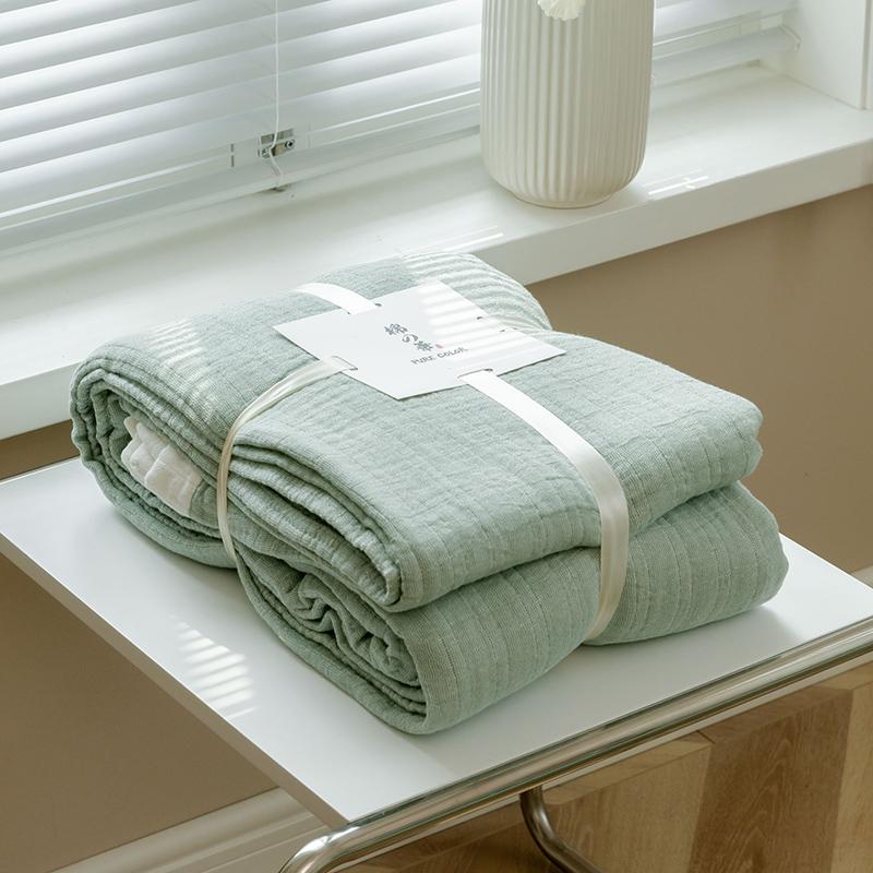 

Літня ковдра Бавовняна марля Простий рушник Нитки Ковдра Doule Покривало для парного ліжка Ковдри Кондиціонер Прохолодна ковдра Покривала 150x200cm зелений