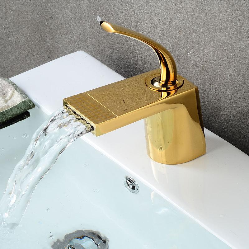 Basin Faucets White Gold Bathroom Faucet Hot and Cold Mixer Tap Black Brass Toilet Sink Water Crane Waterfall