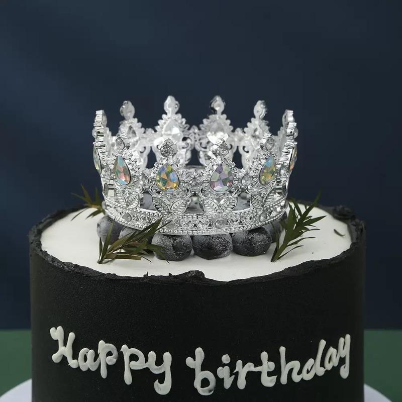 Round Inlaid Crystal Queen Grand Crown Dress Bar Mitzvah Princess Bridal Headwear Accessories