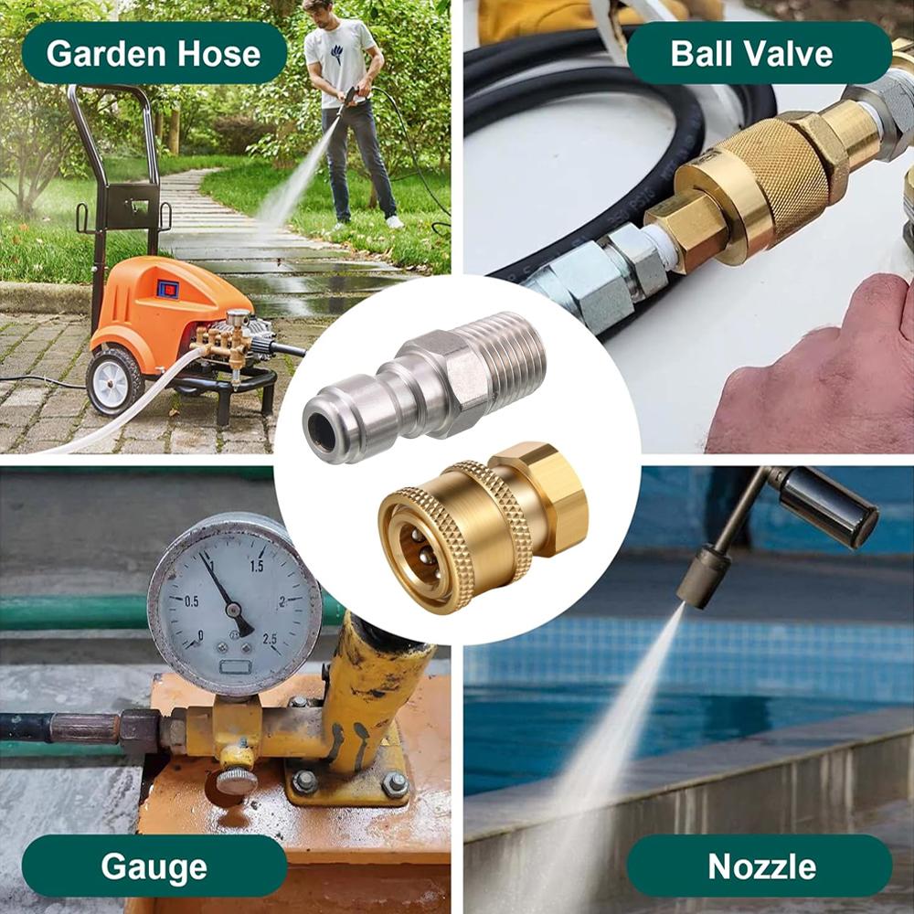 1pcs 1/4 inch High-Pressure Washer Quick Connect Coupler High-Pressure Washer Adapter Connection Accessory (1/4 Internal and External Thread)