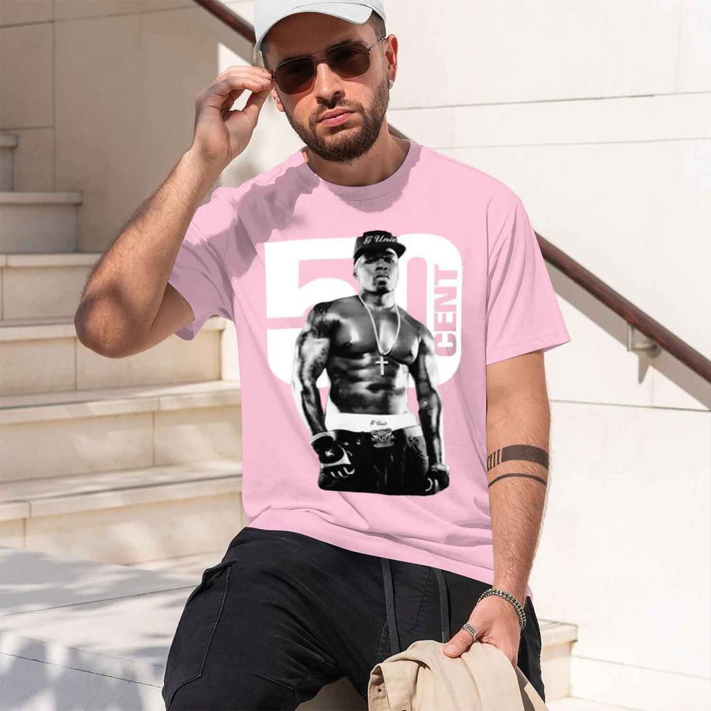 2026 New Model Rapper 50 Cent Graphic Tshirt Retro And Fashionable Hiphop Shortsved Summer Fashion Printed 100 Pure Cotton