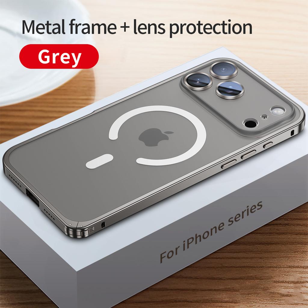 Aluminum Alloy Metal Frame Cover Lens film protection for Iphone 17 Pro Max 16 15 14 13 12 Pro Max Support for Magsafe Charging Case