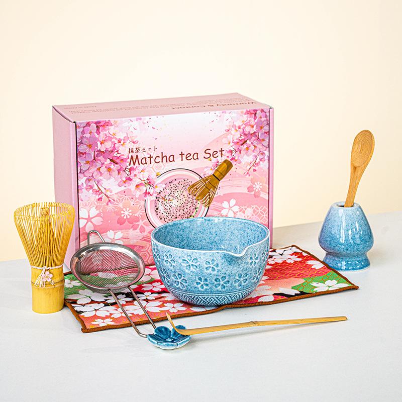 Japanese Matcha Bowl and Whisk Holder Tea Bowl with Pouring Spout for Office Table Tea Ceremony Party Gift