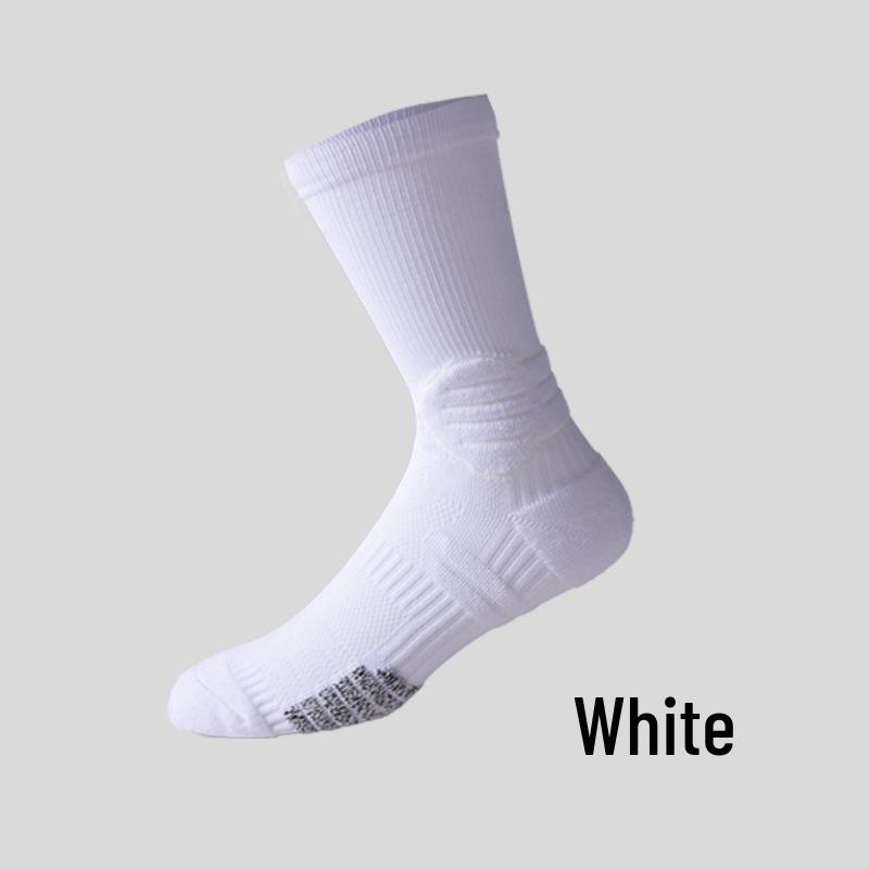 Men s Elite Non-Slip High-Top Basketball Training Socks One Size белый