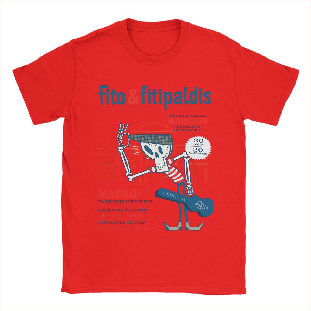 Herren Fito Fitipaldis Spanische Rockband T-Shirt Reine Baumwolle Oberteile Vintage Kurzarm Rundhals T-Shirts Original T-Shirts