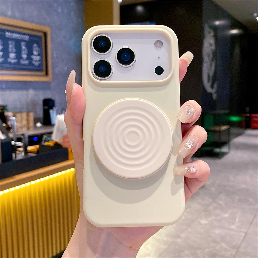 Matte Water Ripple Bracket Solid Phone Case for IPhone 17 Air 16 15 14 Pro Max 13 Holder Shockproof Silicone Protective Cover