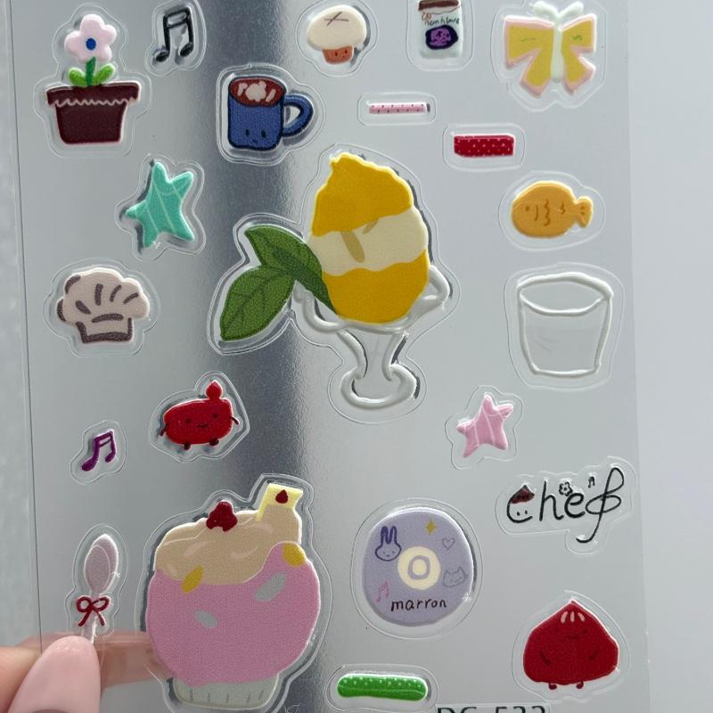 1 Blatt 3D Epoxidharz Transparente Aufkleber Ins Niedliche Schwarze Katze Cartoon Gelee Relief Aufkleber DIY Handyhüllen Laptop Tablet Deko