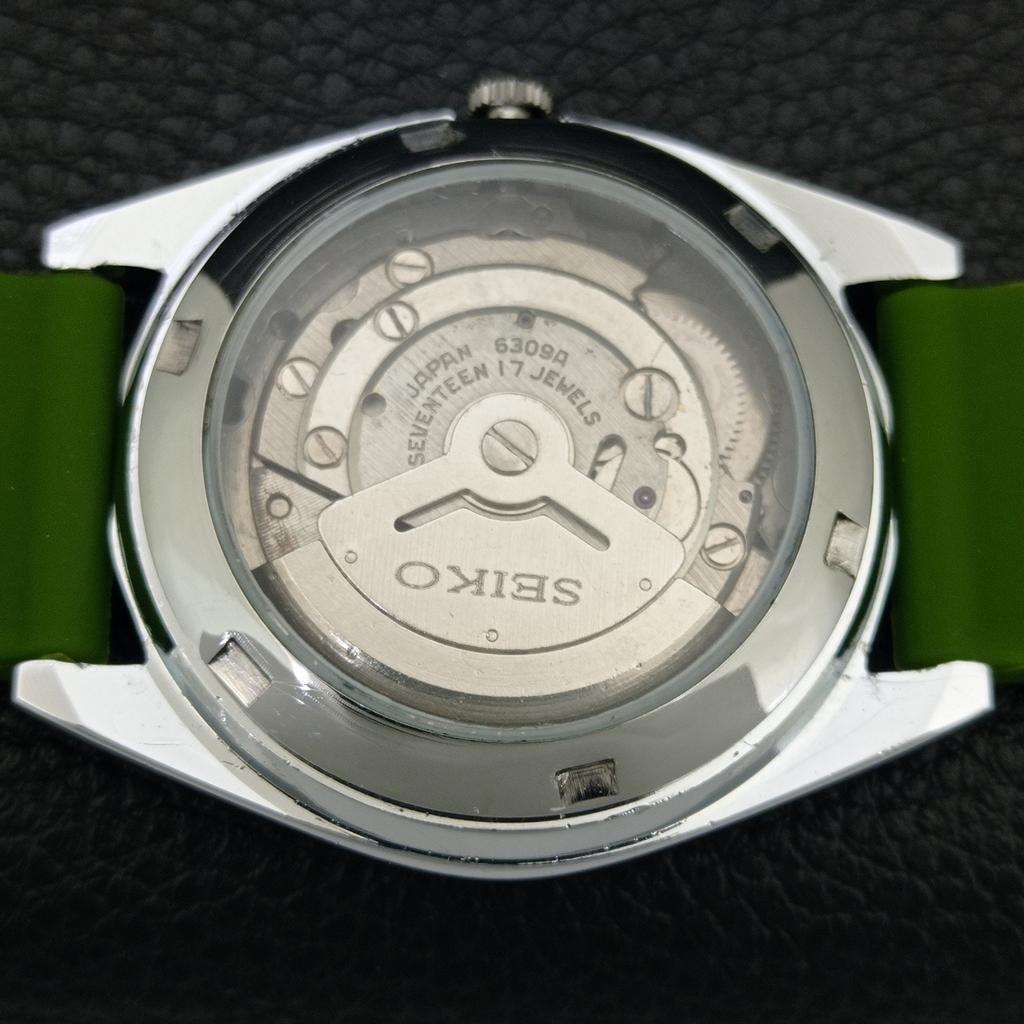 REFURBISHED VINTAGE SEIKO AUTOMATIC 6309A JAPAN MENS GREEN DIAL WATCH A443201-1