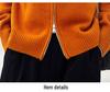 Women's 100% Wool Round Neck Knit Cardigan - Double Zipper, Solid Color, Loose Fit, Casual Fashion, Short Length