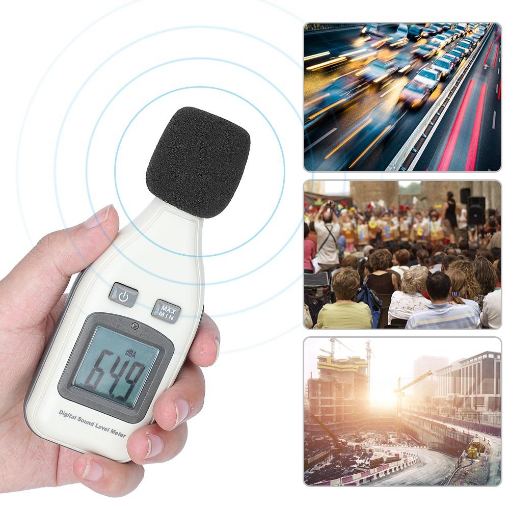 Desibelmåler Håndholdt LCD Digital Lydnivåmåler 30-130dBA Måler Støymåling