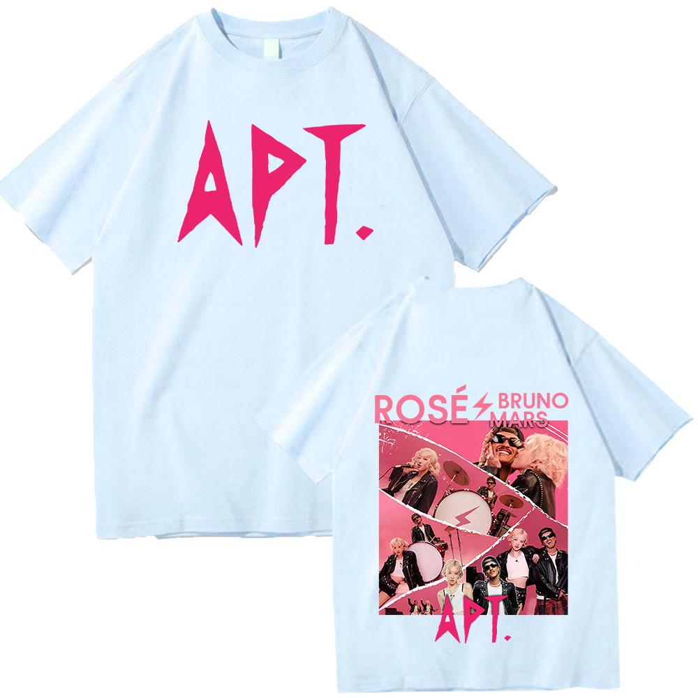 2025 Bruno Mars And Rose APT TShirts Unisex Harajuku ONeck Short Sleeve Popular Music Shirts Fans Gift