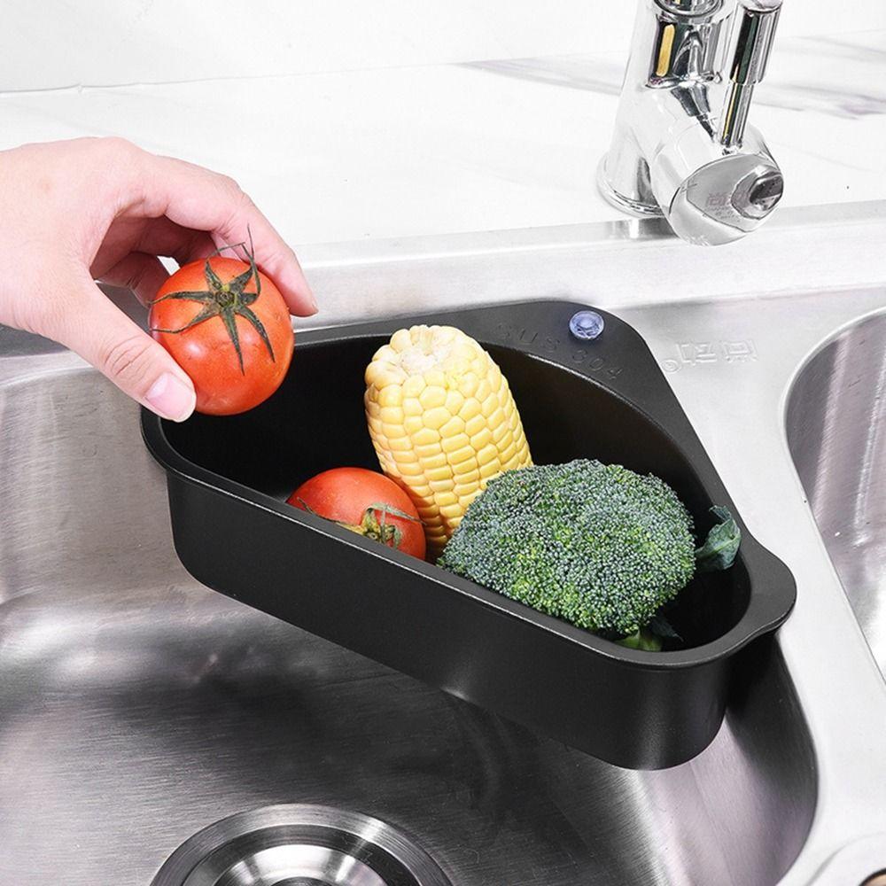 Rust-Resistant Sink Drain Basket Stainless Steel Triangular Drain Shelf  for Home