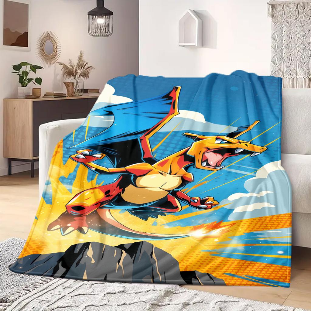 PokeMon Anime Print Blanket Warm Comfortable Flannel Blanket Suitable for Bedrooms, Sofas, Beds, Chairs, Picnics, Travel