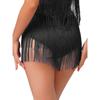 Women Salsa Latin Dance Performance Competition Costume Elastic Waistband Tiered Tassels Skirt