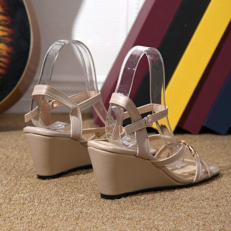 High-quality Solid Color Sandals Comfortable Wedge-shaped High Heels Banquet Women's Shoes High-end Summer