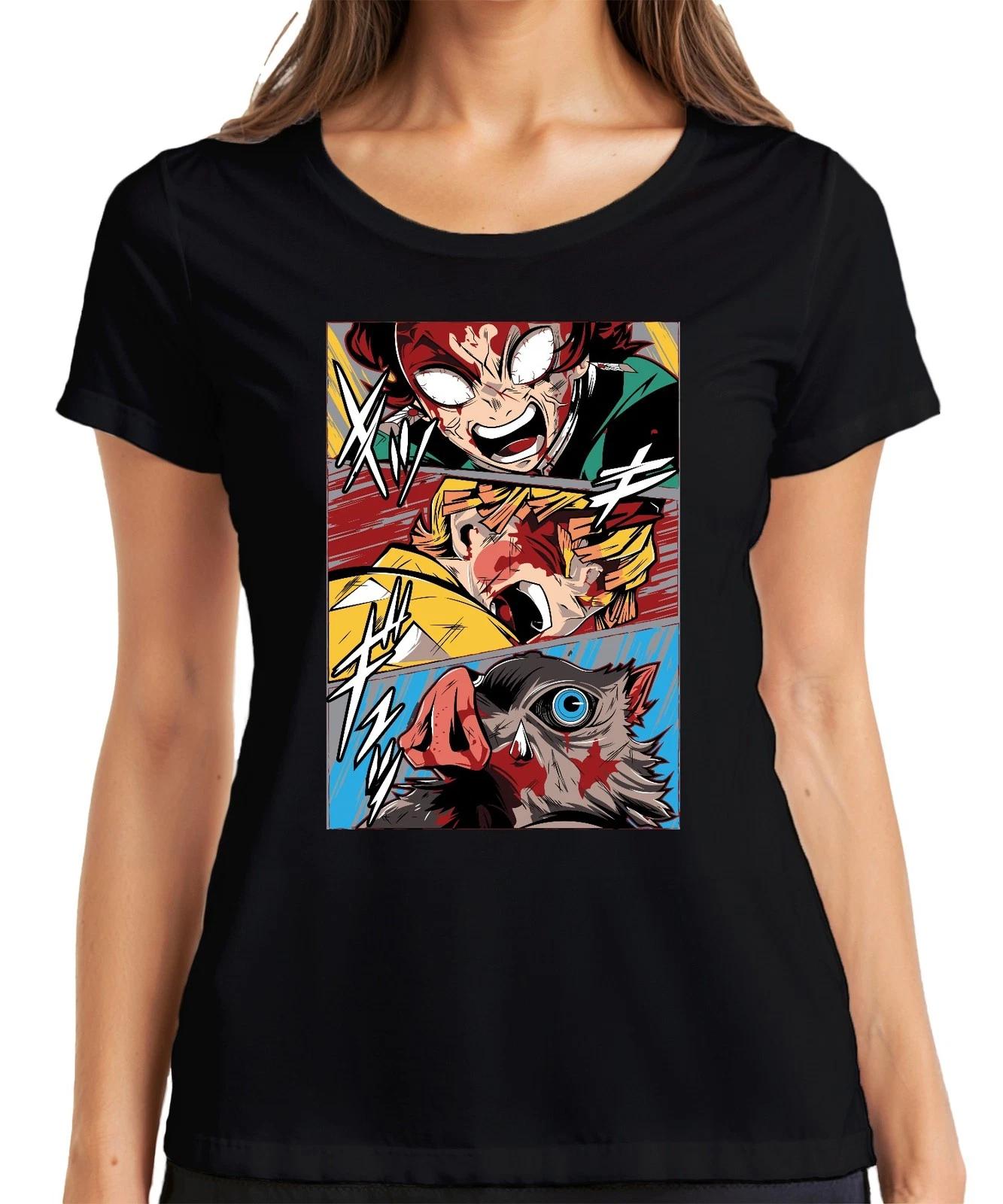 Manga Dämonenjäger Action Blut Anime Panel Geschenk Grunge Damen T-Shirt M