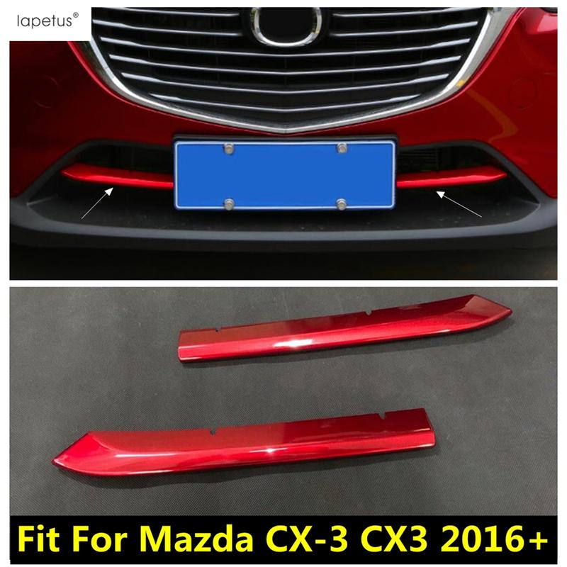 Přední spodní část pod mřížkou Dekorativní lišta krytu pro Mazda CX-3 CX3 2016 - Červené chromové doplňky Exteriér