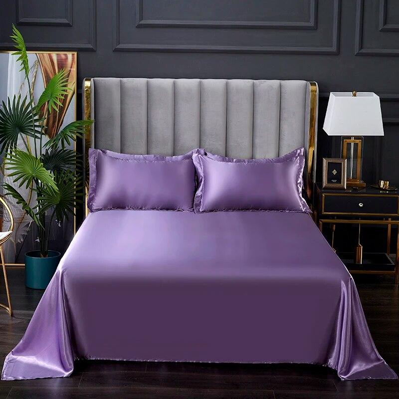 Fashionable Rayon Bed Sheets, Solid Color Single Double Bed And A Comfortable And Cool Mattress Cover 240x270cm /200x230cm.