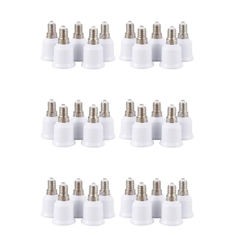 ABBP-30 Pcs E14, E27 Adapter Base Screw LED Light Bulb Bulb Socket Converter, White