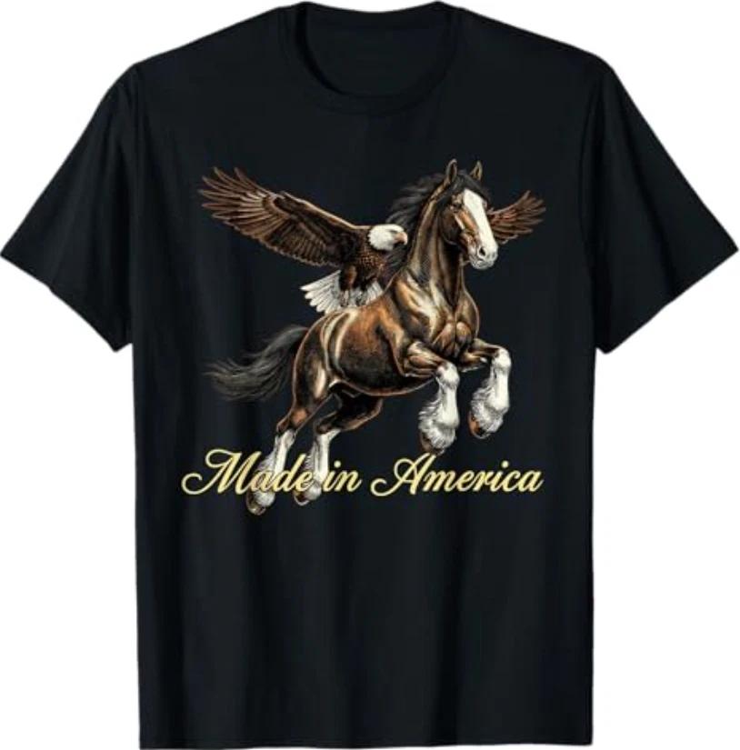 Made in America Western Horse Eagle Design T-Shirt S