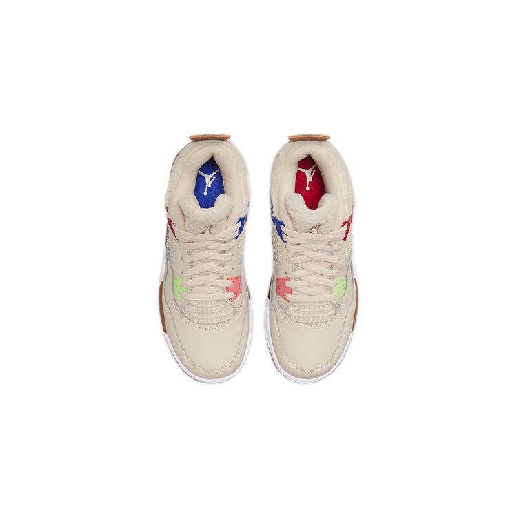 Air Jordan 4 Retro PS Wild Things Kids Sneakers Cream Sail University-Red DH0573-264