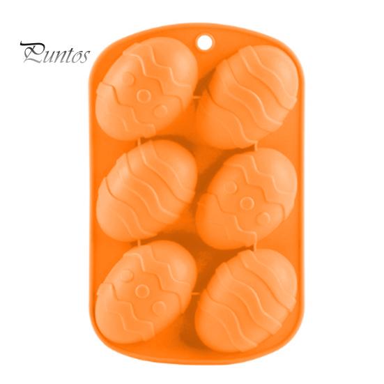 Easter Egg Silicone Mold 6 Cavities Non-stick Food Grade Easy Release DIY Cake Decorating Fondant Chocolate Candy Jelly Ice Baking Mold