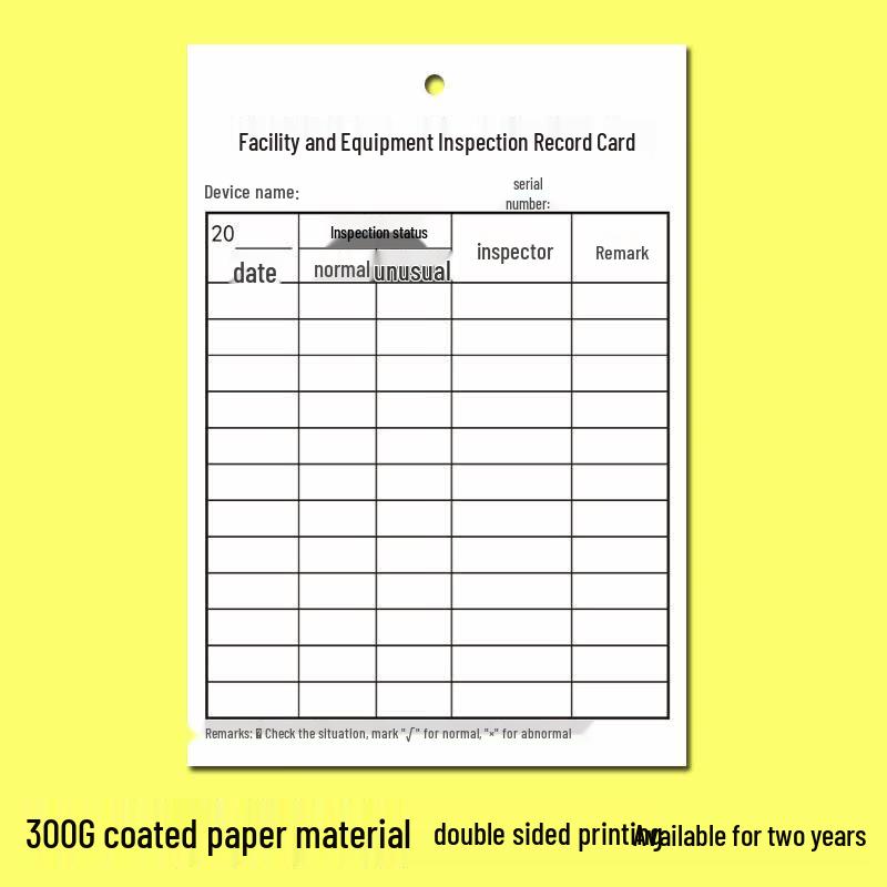 Equipment and Facility Inspection Card