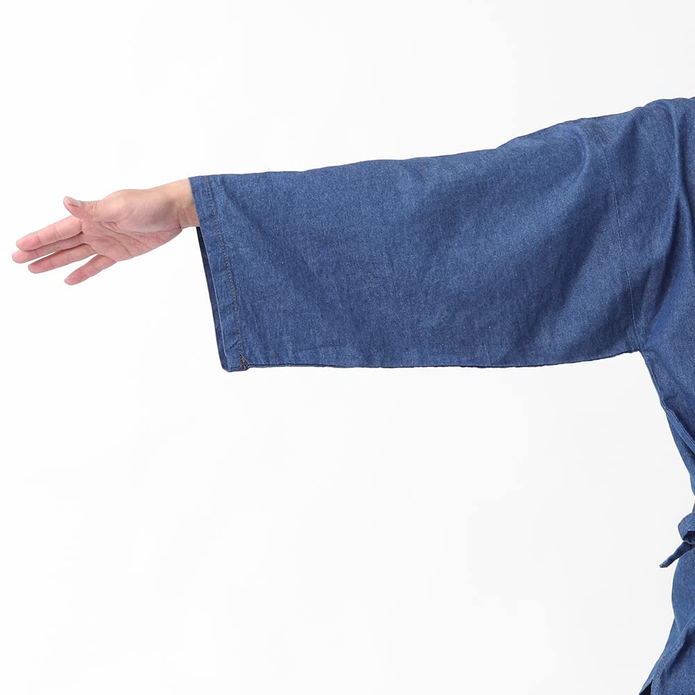 Denim Samue for All Year All Set Everyday Blue [Tayutaf] Men, Round, Men's Samue, Seasons, Kimono, Up, Cotton, Kimono, Workwear, Loungewear, Roomwear,