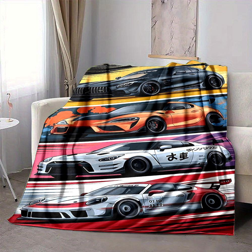 1PC Racing Cars Blanket, Throw For Sofa, Bed, Travel, Camping, Livingroom,