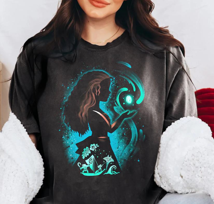 Ретро Футболка с портретом Моаны, Футболка с принцессой Диснея, Футболка для отпуска в Диснейленде, Унисекс L