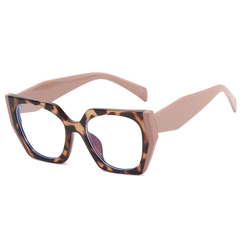 Fashion Leopard Print Optical Eyewear For Women Vintage Stitching Color Anti-blue Light Photochromic Optical Glasses With Recipe Single Version&1.56&Anti Blue Ray