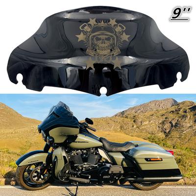 Pro Harley Touring Street Electra Glide Ultra FLHX 2014-2022 Motocykl Černá Lebka 7" 9" Plexi Štít Horní Kapotáž Větrný Deflektor