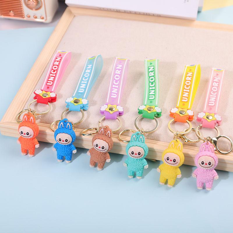 Colorful Cartoon Pvc Sheep Keychain Adorable Soft Keyring For Bags And Cars