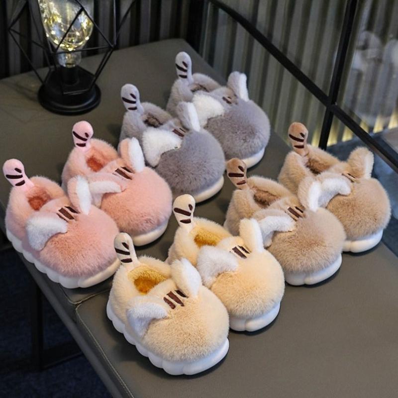 Children's Cotton Shoes New Cartoon Cute Wool Slippers Children's Plus Velvet Thick-soled Non-slip Bag with Cotton Slippers