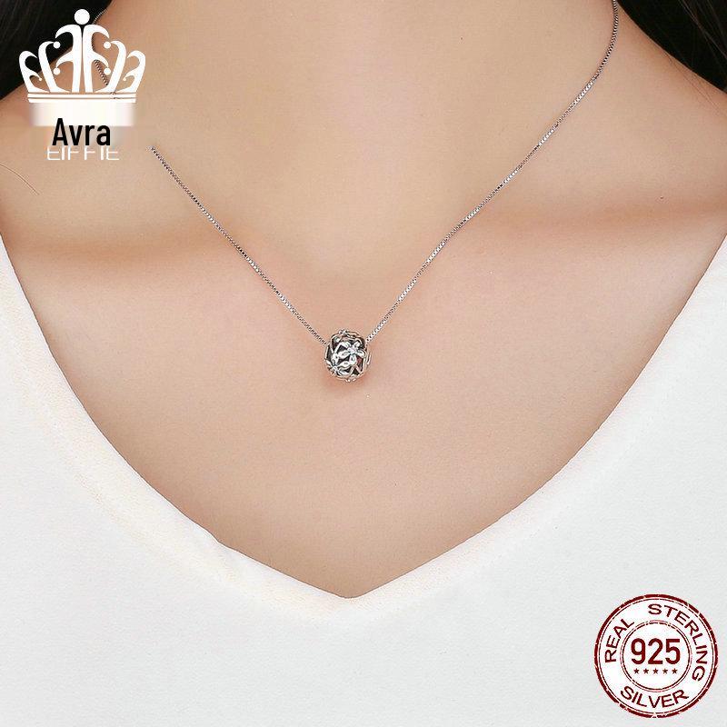 S925 Silver Flower-Shaped Oil Drop Bead Accessory SCC729