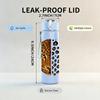 1PC Half Leopard Half Tiger Face 750ml Color Plastic Sports Water Bottle Leakproof Flip Straw Lid Suitable for Sports Office Home Use