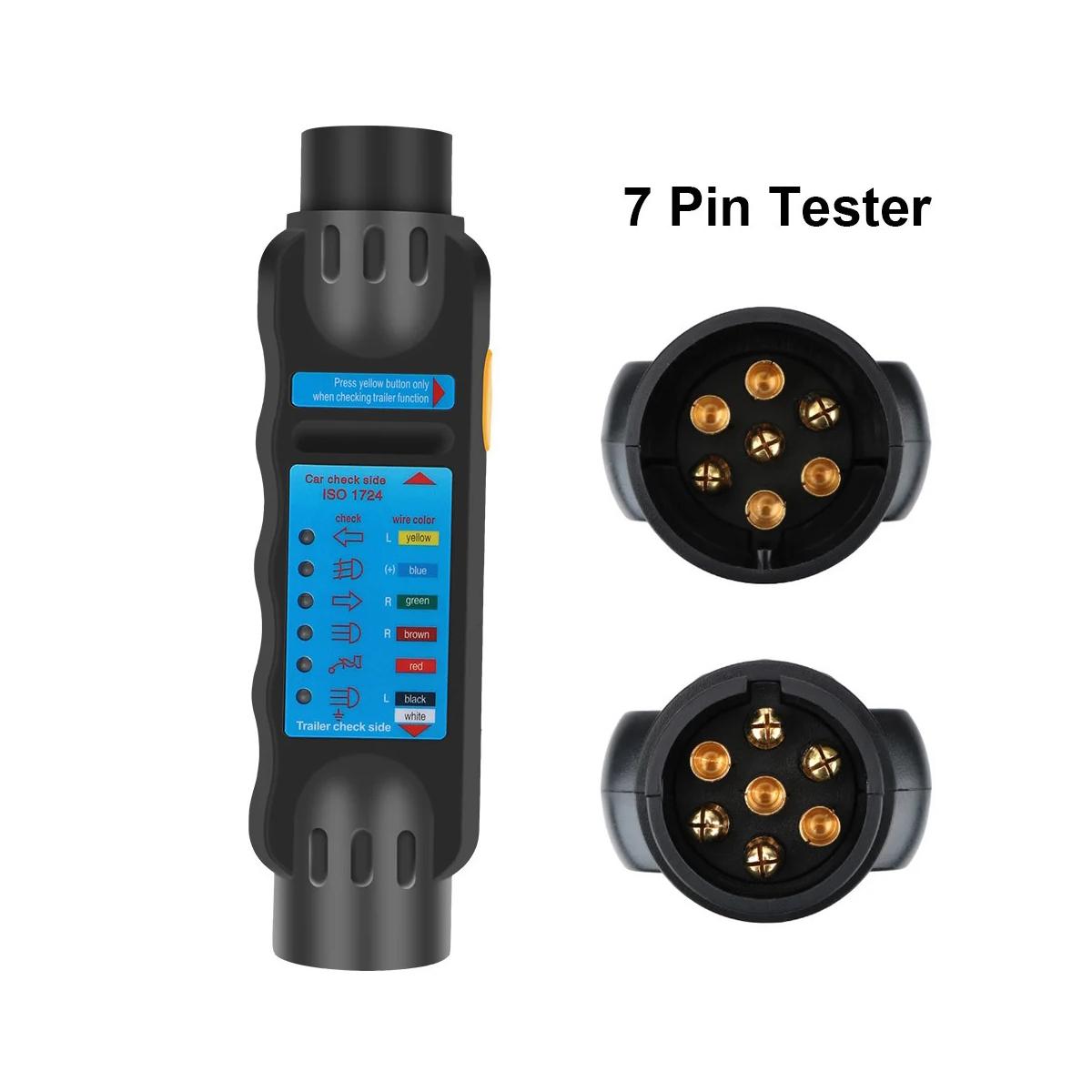 Тестер фонарей прицепа Розетка Кабель проводки для буксировки Инструмент для диагностики цепи Аксессуары для авто грузовика прицепа 12В 7-контактный/13-контактный