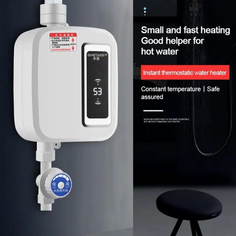 3500W Mini Instant Electric Water Heater Bathroom Kitchen Tankless Hot Water Heater Tap Temperature Display Faucet Shower Set